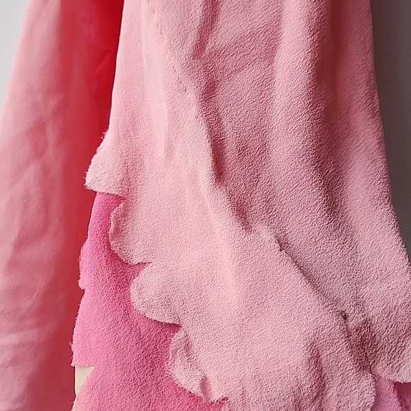 Moschino 100% Silk Two Layer Scalloped Hem Lightweight Scarf - Picture 4 of 8